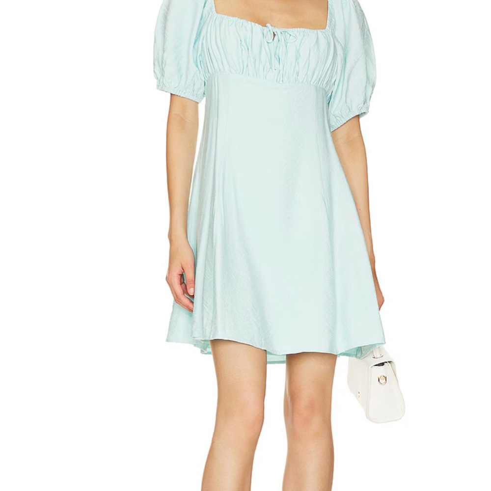 Light Blue Puff Sleeve Dress